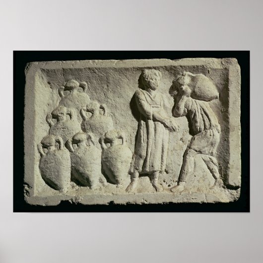 ワインの配達を描いたレリーフ、 浮き彫り ポスター (正面)