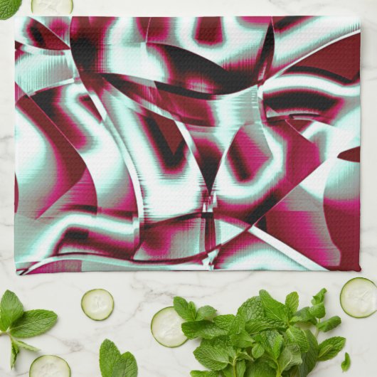 ワインの重なり合う湾曲したリボンからクロメッド キッチンタオル (折り畳み)