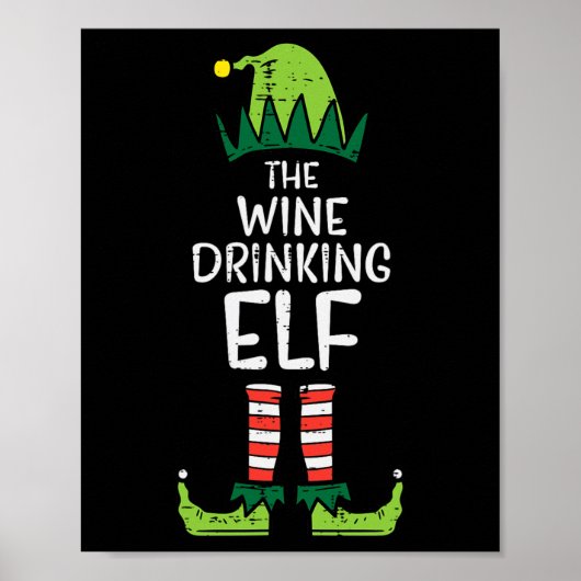 ワインの飲み小妖精や小人クリスマスクリスマスファミリーママ ポスター (正面)