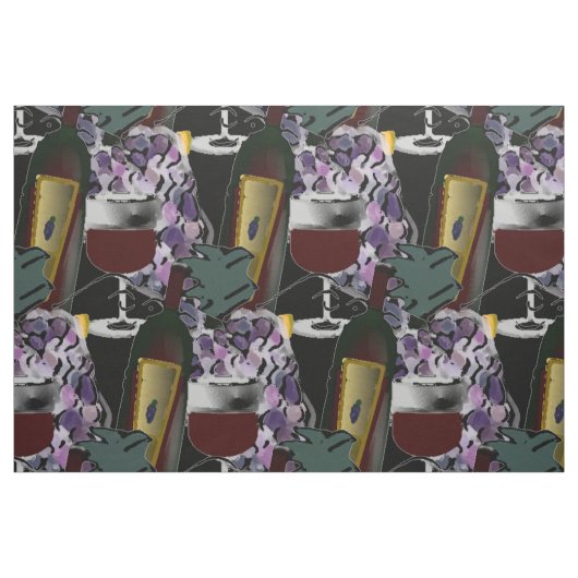 ワインの飲み物とブドウ ファブリック (ファットクウォーター)