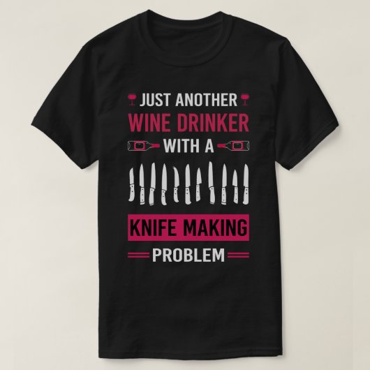 ワインの飲用ナイフを作るメーカーナイフ作りナイフ Tシャツ (デザイン正面)