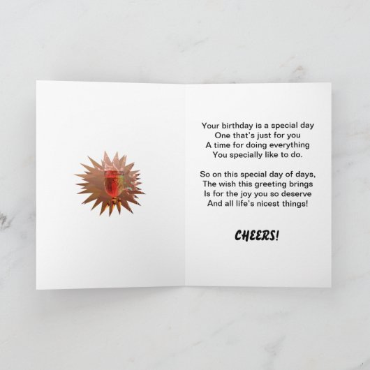 ワインの101stバースデー・カードをはねかけること カード (内部)