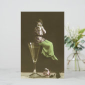 ワインのglasのヴィンテージの女の子 便箋 (スタンド正面)