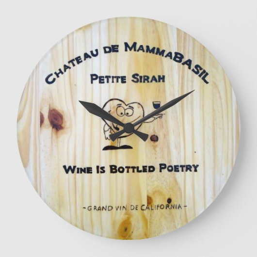 ワインはびん詰めにされた詩歌の時計です! ラージ壁時計 (正面)