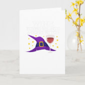 ワインはよい魔法使いのハッピーハローウィンに私を回します カード (黄色い花)