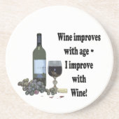 ワインはワインと年齢と、私改良します改良します! コースター (正面)