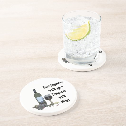 ワインはワインと年齢と、私改良します改良します! コースター (側面)