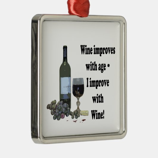 ワインはワインと年齢と、私改良します改良します! メタルオーナメント (右)