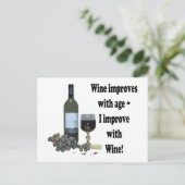 ワインは年齢と共に向上し、私はワインと共に改善! ポストカード (スタンド正面)