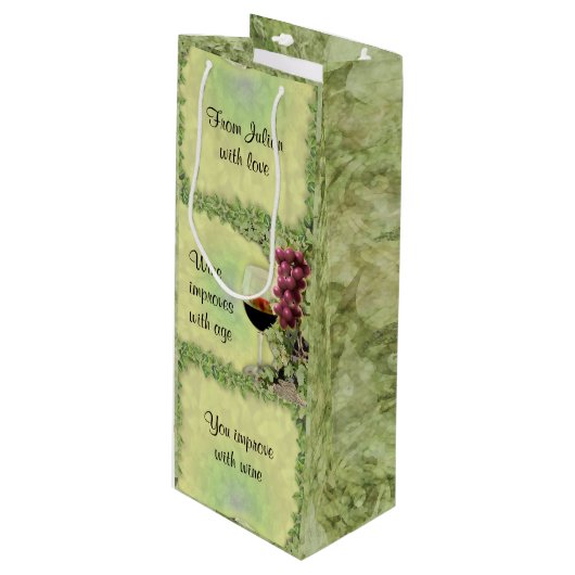 ワインは年齢と共に向上 – ワインで向上 ワインギフトバッグ (正面アングル)