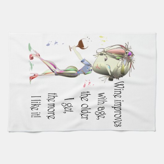 ワインは年齢のユーモアのあるなワインの発言と改良します キッチンタオル (横)