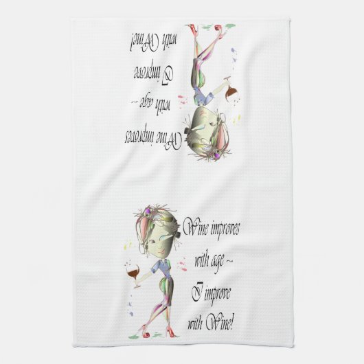 ワインは年齢、ユーモアのあるな芸術のギフトと改良します キッチンタオル (縦)