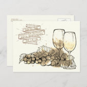 ワインは日付を保存エレガントな誕生日パーティー 案内ポストカード (正面/裏面)