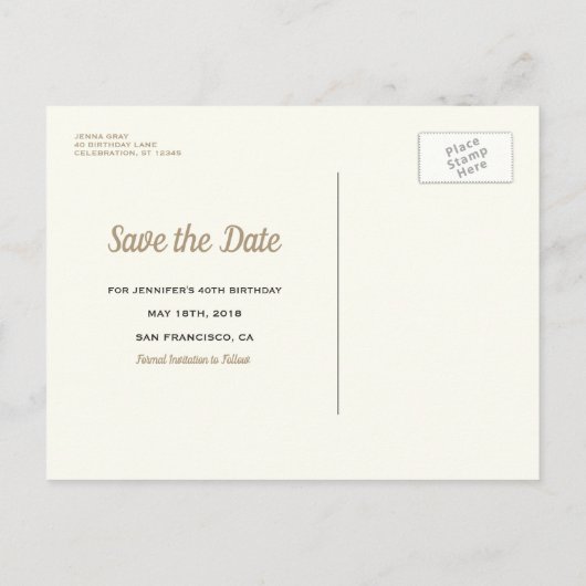 ワインは日付を保存エレガントな誕生日パーティー 案内ポストカード (裏面)