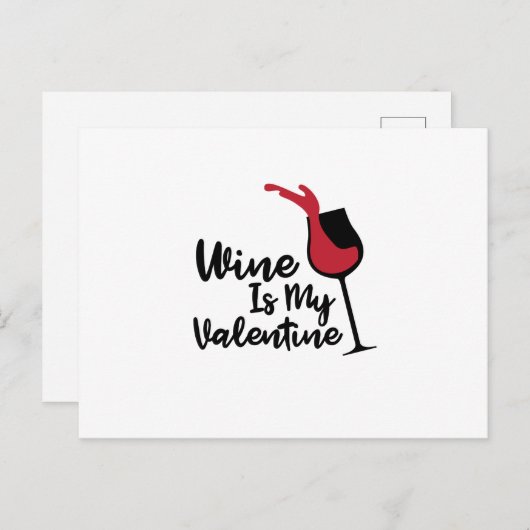 ワインは私のバレンタインデーおもしろいスのバレンタインデー シーズンポストカード (正面/裏面)