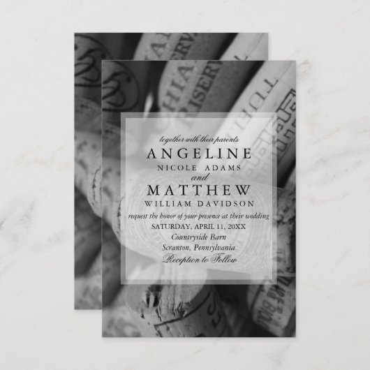 ワインは結婚式招待状に栓をします 招待状 (正面/裏面)