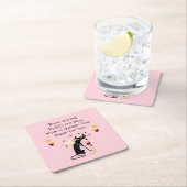 ワインは2バレンタインの夕食より安い スクエアペーパーコースター (インサイチュ)