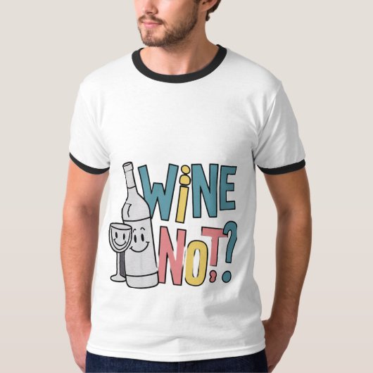 ワインは？メンズリンガーTシャツ🍷👕 Tシャツ (正面)
