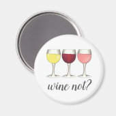 ワインは？レッドホワイトロセメガネワイナリーワイン恋人 マグネット (正面/裏面)