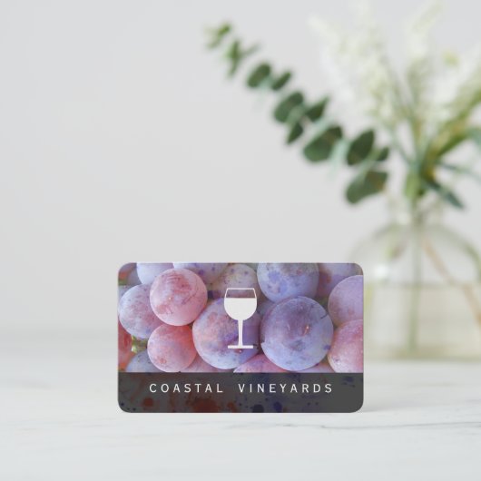 ワインぶどうワイングラス 名刺 (スタンド正面)