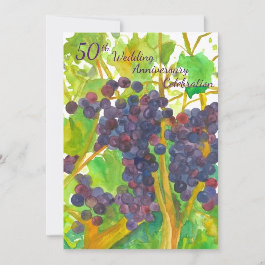 ワインぶどう 50周年結婚記念日パーティー招待状 招待状 (正面)