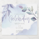 ワインまたはビール |水素朴色アクア薄紫葉 リキュールボトルラベル (シングルラベル)