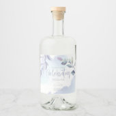 ワインまたはビール |水素朴色アクア薄紫葉 リキュールボトルラベル (正面)