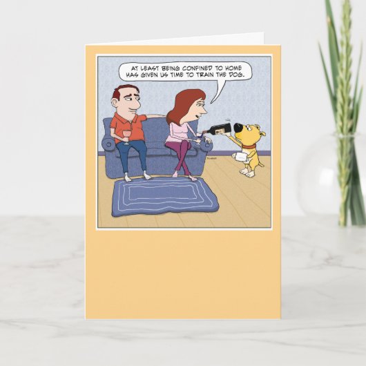 ワインをおもしろい流すかわいい犬 カード (正面)