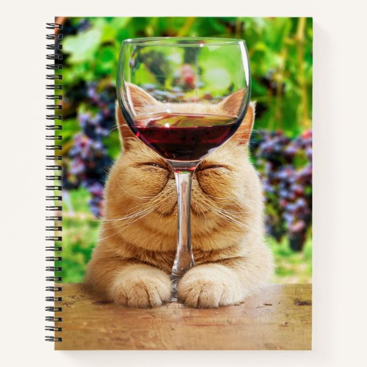 ワインをグラスに入れた猫 ノートブック (正面)