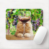 ワインをグラスに入れた猫 マウスパッド (マウス)