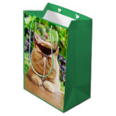 ワインをグラスに入れた猫 ミディアムペーパーバッグ (裏面アングル)