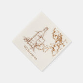 ワインをテーマにしたスケッチ スタンダードカクテルナプキン (角)