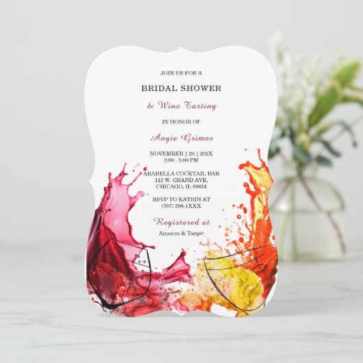 ワインをテーマにしたブライダルシャワー招待状 招待状 (スタンド正面)