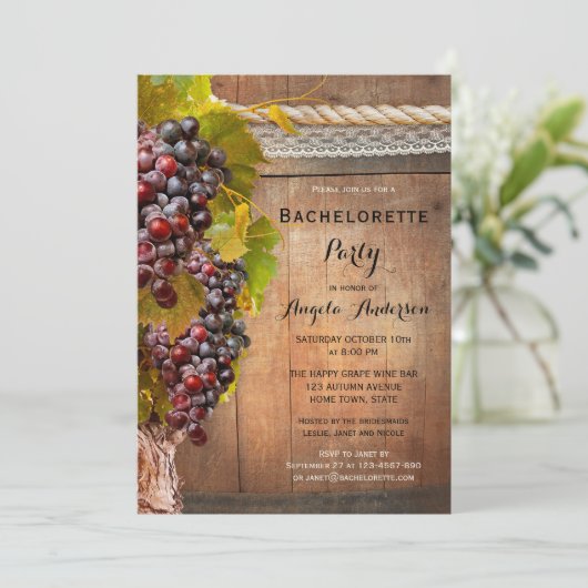 ワインをテーマにしたヴィネヤードバチェロレッテ招待状 招待状 (スタンド正面)
