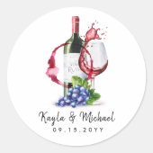 ワインをテーマにした特別な機会お祝い ラウンドシール (正面)