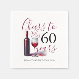 ワインをテーマにした60歳の誕生日コックテイルナプキン スタンダードカクテルナプキン