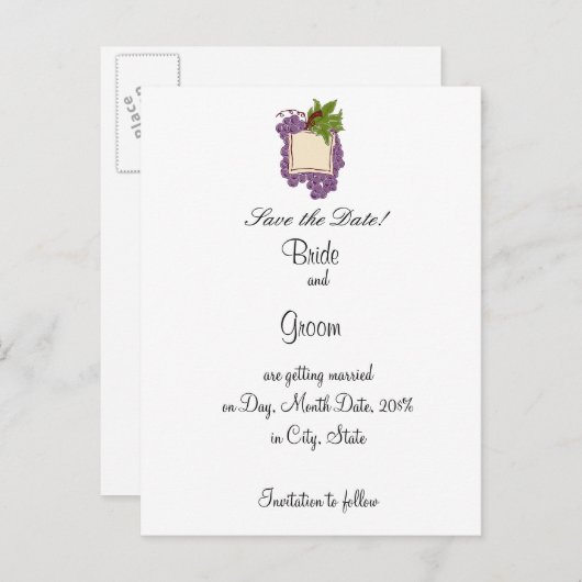 ワインをテーマに日付を保存 案内ポストカード (正面/裏面)