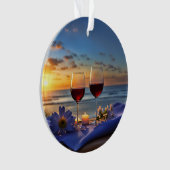 ワインをビーチかわいらし海 オーナメント (正面)