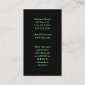 ワインをブドウ畑で縦写真 名刺 (裏面)