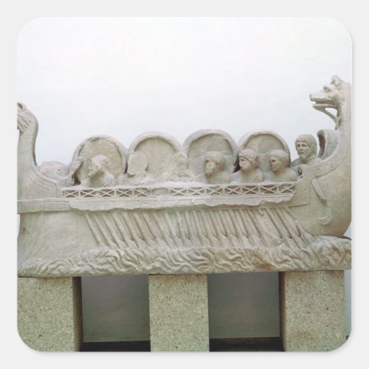 ワインを乗せて輸送する船のモデル スクエアシール (正面)