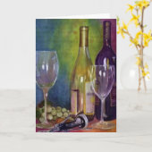 ワインを使った静物生活 カード (黄色い花)