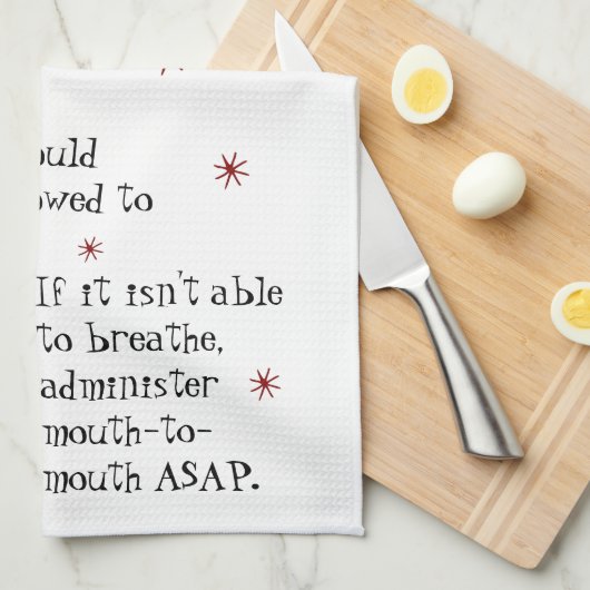 ワインを呼吸または口から口へのおもしろい引用文 キッチンタオル (四つ折り)