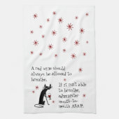 ワインを呼吸または口から口へのおもしろい引用文 キッチンタオル (縦)