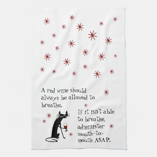ワインを呼吸または口から口へのおもしろい引用文 キッチンタオル (縦)