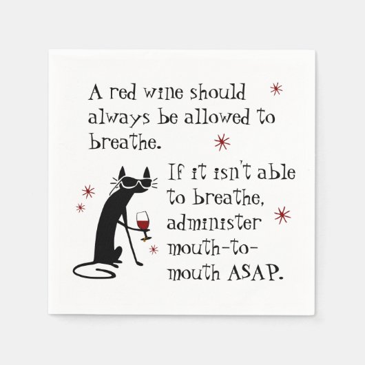 ワインを呼吸または口から口へのおもしろい引用文 スタンダードカクテルナプキン (正面)