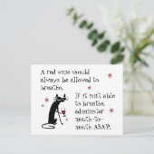 ワインを呼吸または口から口へのおもしろい引用文 ポストカード (スタンド正面)