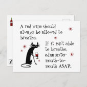 ワインを呼吸または口から口へのおもしろい引用文 ポストカード (正面/裏面)