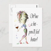 ワインを少し飲む – あなたはよ感じり良くなる!ワイおもしろいンギフト ポストカード (正面/裏面)