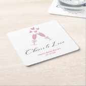 ワインを愛する応援 – 試飲モダンブライダルシャワー スクエアペーパーコースター (アングル)