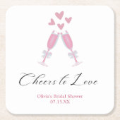 ワインを愛する応援 – 試飲モダンブライダルシャワー スクエアペーパーコースター (正面)